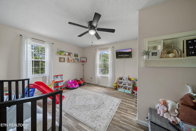 1033 Sunset View Rd, Sevierville, TN 37876 - bedroom with multiple windows, wood finished floors, a textured ceiling, and ceiling fan