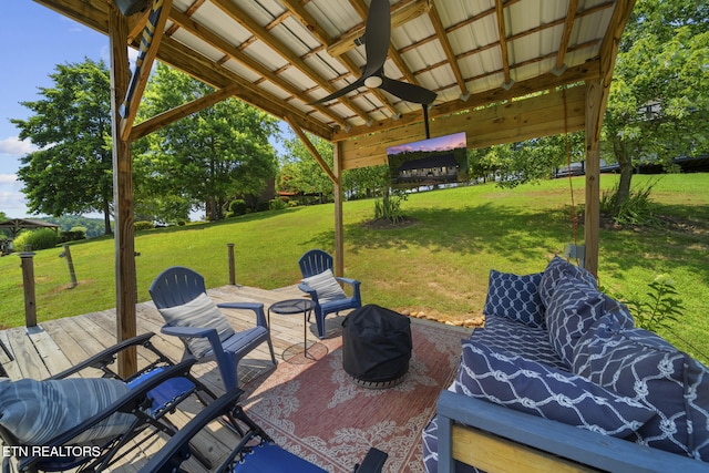 1033 Sunset View Rd, Sevierville, TN 37876 - view of patio / terrace featuring a ceiling fan and a gazebo