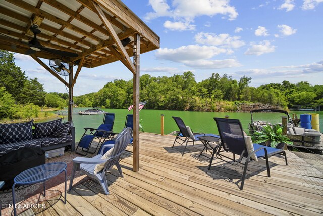 1033 Sunset View Rd, Sevierville, TN 37876 - wooden terrace featuring a water view and view of wooded area