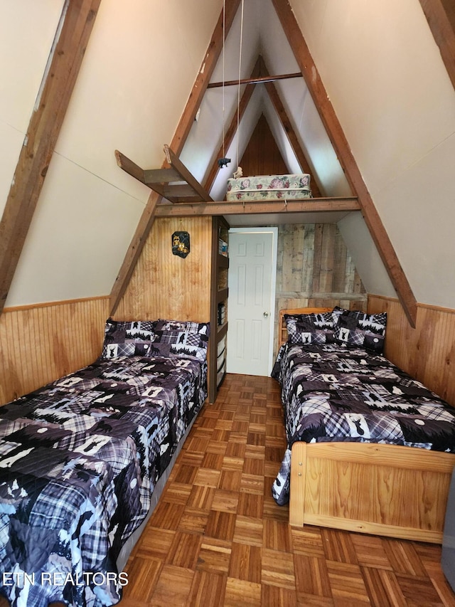 151 Stonewall Way, Cosby, TN 37722 - bedroom featuring wood walls