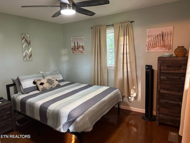 8024 Sharp Rd, Powell, TN 37849 - bedroom with dark wood-type flooring and a ceiling fan