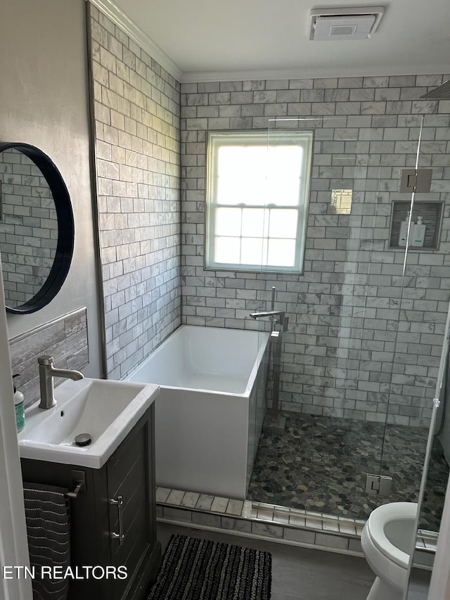 8024 Sharp Rd, Powell, TN 37849 - bathroom featuring vanity, a bath, and a shower stall