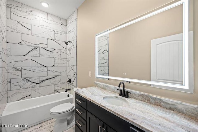 455 Sunset Harbor Dr, Dandridge, TN 37725 - full bathroom featuring marble finish floors, vanity, and shower / bath combination