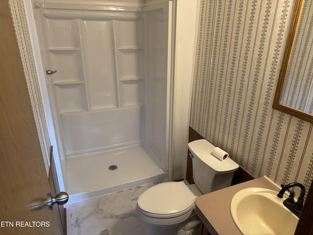 Ousley Crst, Cumberland Gap, TN 37724 - full bathroom featuring a shower stall, vanity, and wallpapered walls