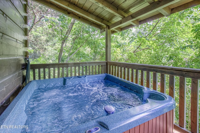 3012 Oak Tree Way, Pigeon Forge, TN 37863 - wooden terrace featuring a hot tub
