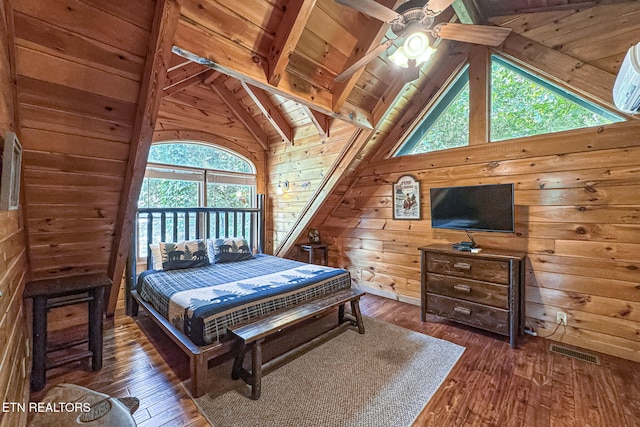 3012 Oak Tree Way, Pigeon Forge, TN 37863 - bedroom featuring wood ceiling, wooden walls, and hardwood / wood-style flooring