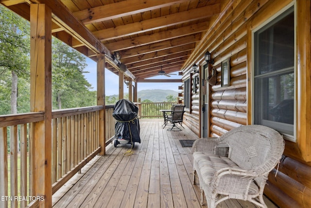 1818 Saddle Way, Sevierville, TN 37876 - wooden terrace featuring ceiling fan and a mountain view