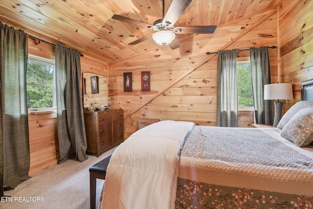 1818 Saddle Way, Sevierville, TN 37876 - carpeted bedroom featuring vaulted ceiling, wood walls, and wooden ceiling