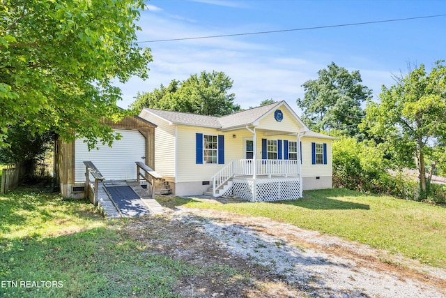 710 E Fir St, Lafollette, TN 37766 - ranch-style house with a porch, a front yard, and crawl space