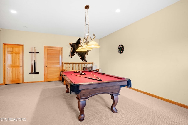 836 Sandra Way, Kodak, TN 37764 - recreation room with light colored carpet, pool table, and recessed lighting