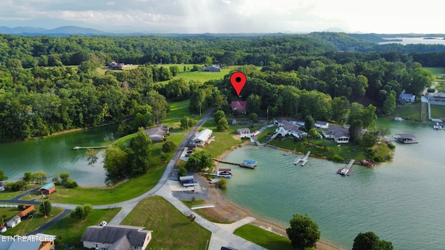 1750 Breezie Point Ln, Dandridge, TN 37725 - aerial view of property and surrounding area featuring a water and mountain view