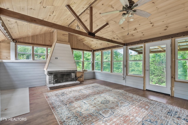 976 Lone Rd, Pioneer, TN 37847 - sunroom featuring wooden ceiling, wooden walls, plenty of natural light, and wood finished floors