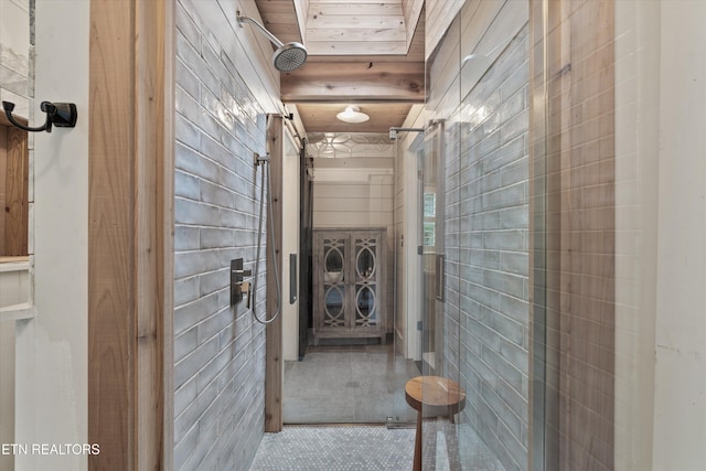 976 Lone Rd, Pioneer, TN 37847 - hall featuring a barn door and tile patterned flooring