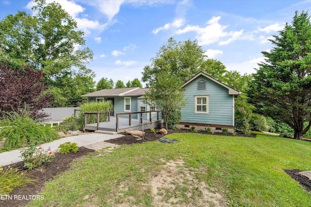976 Lone Rd, Pioneer, TN 37847 - view of front of property with a front yard, a deck, and crawl space