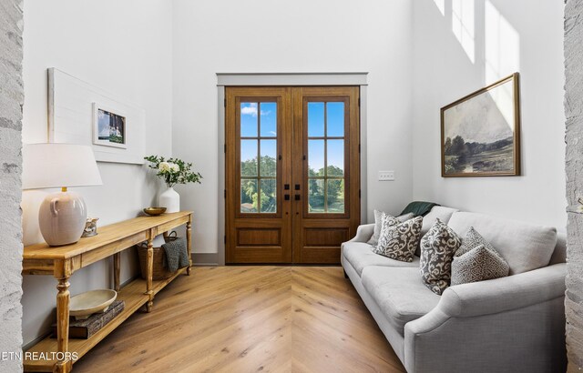 1014 High Springs Rd, Knoxville, TN 37932 - entryway with a towering ceiling, french doors, and wood finished floors