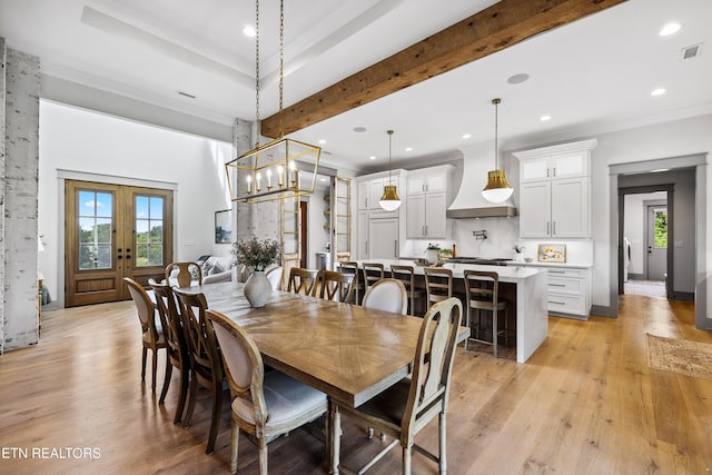 1014 High Springs Rd, Knoxville, TN 37932 - dining space featuring recessed lighting, light wood-style flooring, and ornamental molding