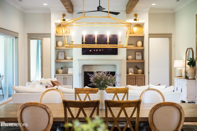 1014 High Springs Rd, Knoxville, TN 37932 - dining area with built in features, beam ceiling, recessed lighting, and crown molding
