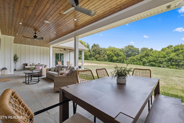 1014 High Springs Rd, Knoxville, TN 37932 - view of patio / terrace featuring a ceiling fan, an outdoor living space, and outdoor dining area