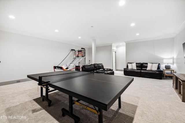 1014 High Springs Rd, Knoxville, TN 37932 - playroom with crown molding, carpet, and recessed lighting