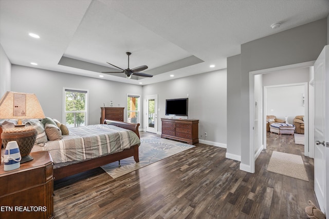 487 Peninsula, Rutledge, TN 37861 - bedroom featuring wood finished floors, a raised ceiling, recessed lighting, and a ceiling fan
