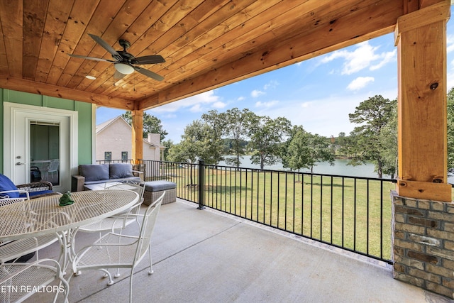 487 Peninsula, Rutledge, TN 37861 - view of patio featuring a ceiling fan and a water view