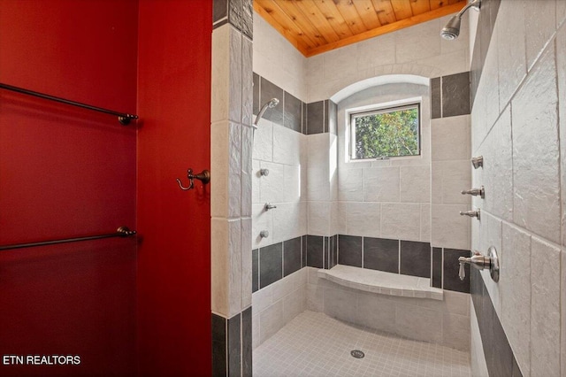 311 Deerwood Ln, Lafollette, TN 37766 - full bath featuring wooden ceiling and a tile shower