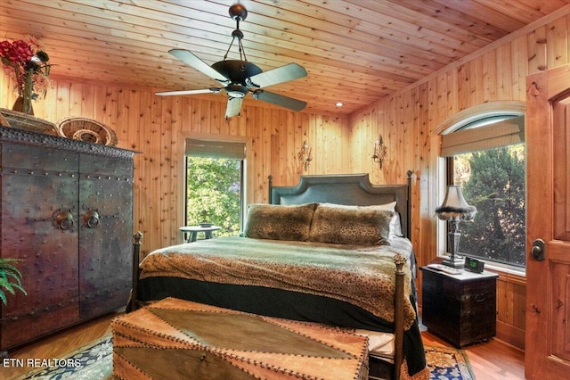 311 Deerwood Ln, Lafollette, TN 37766 - bedroom featuring wood ceiling, wooden walls, and wood finished floors