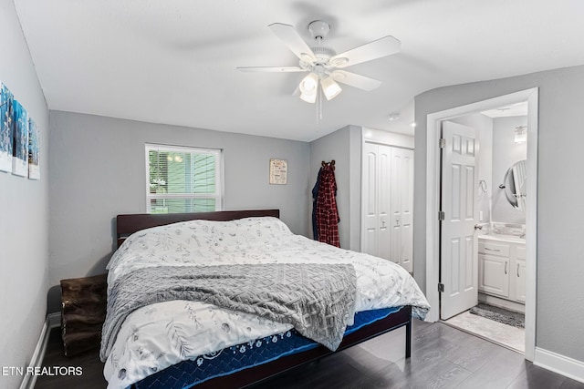 121 N Niota Rd, Englewood, TN 37329 - bedroom with a closet, wood finished floors, ceiling fan, and ensuite bath
