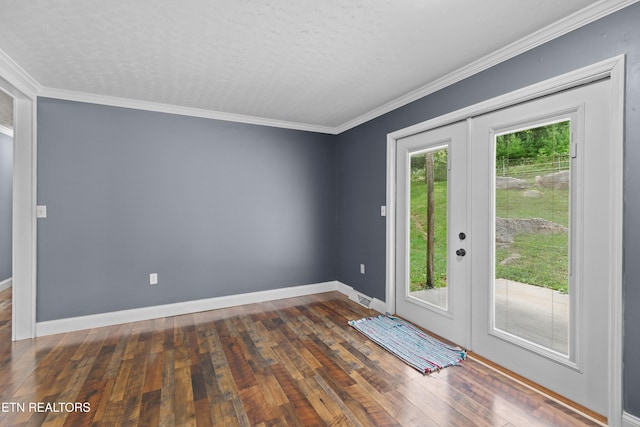 221 Greer Ln, Tazewell, TN 37879 - spare room featuring dark wood-style flooring and ornamental molding