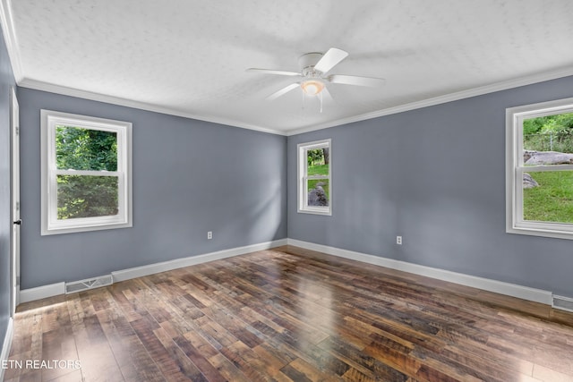 221 Greer Ln, Tazewell, TN 37879 - unfurnished room featuring wood-type flooring, a ceiling fan, and ornamental molding