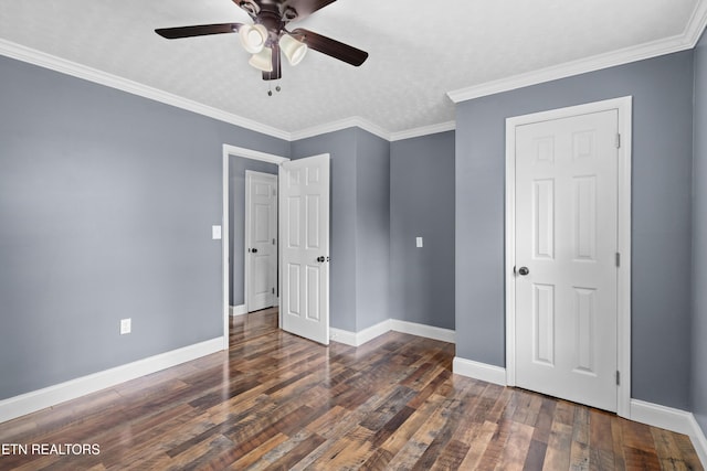 221 Greer Ln, Tazewell, TN 37879 - unfurnished bedroom featuring wood finished floors, ceiling fan, and crown molding
