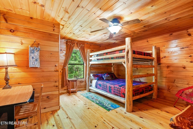 1130 Sharp Rd, Sevierville, TN 37876 - bedroom with wood ceiling, hardwood / wood-style flooring, and wooden walls