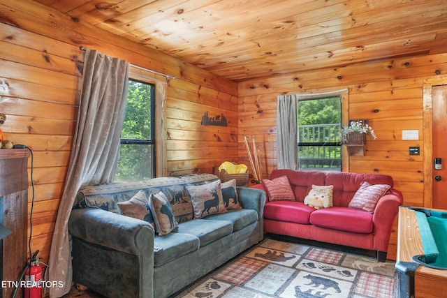 1130 Sharp Rd, Sevierville, TN 37876 - living room featuring wooden ceiling and wooden walls