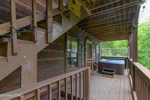 1130 Sharp Rd, Sevierville, TN 37876 - wooden deck featuring a hot tub