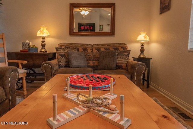 537 Johnson Ln Unit 1 & 2, Gatlinburg, TN 37738 - dining room featuring ceiling fan and wood finished floors
