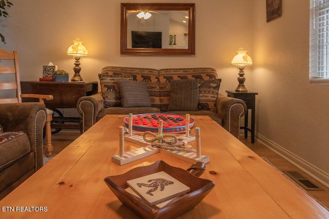 537 Johnson Ln Unit 1 & 2, Gatlinburg, TN 37738 - dining space with wood finished floors and ceiling fan
