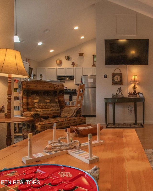 537 Johnson Ln Unit 1 & 2, Gatlinburg, TN 37738 - dining room with vaulted ceiling, recessed lighting, and wood finished floors