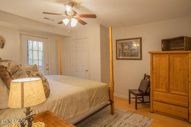 537 Johnson Ln Unit 1 & 2, Gatlinburg, TN 37738 - bedroom featuring light wood-style floors and ceiling fan