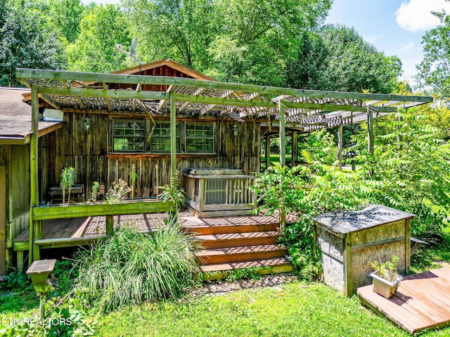 2255 Citico Rd, Vonore, TN 37885 - rear view of house featuring a pergola and a deck
