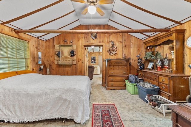 2255 Citico Rd, Vonore, TN 37885 - carpeted bedroom with vaulted ceiling and wooden walls