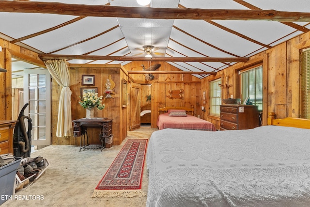 2255 Citico Rd, Vonore, TN 37885 - carpeted bedroom with vaulted ceiling and wooden walls