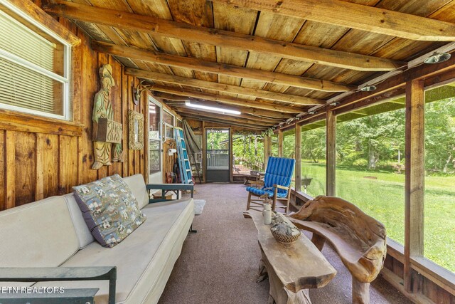 2255 Citico Rd, Vonore, TN 37885 - sunroom / solarium featuring beamed ceiling