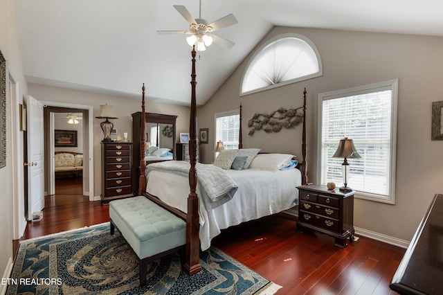 614 Chapel Point Ln, Knoxville, TN 37934 - bedroom with dark wood-style flooring and high vaulted ceiling