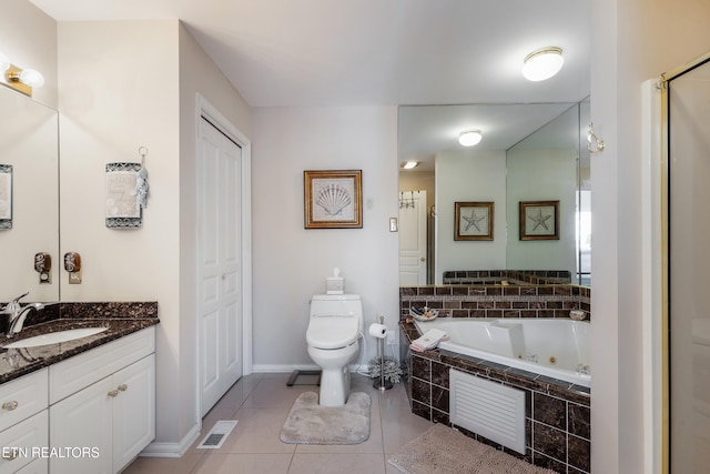614 Chapel Point Ln, Knoxville, TN 37934 - full bathroom with a tub with jets, tile patterned flooring, vanity, and an enclosed shower