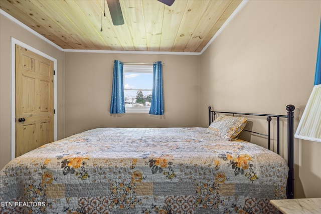 1010 Smallwood Rd, Jamestown, TN 38556 - bedroom featuring wooden ceiling, crown molding, and ceiling fan