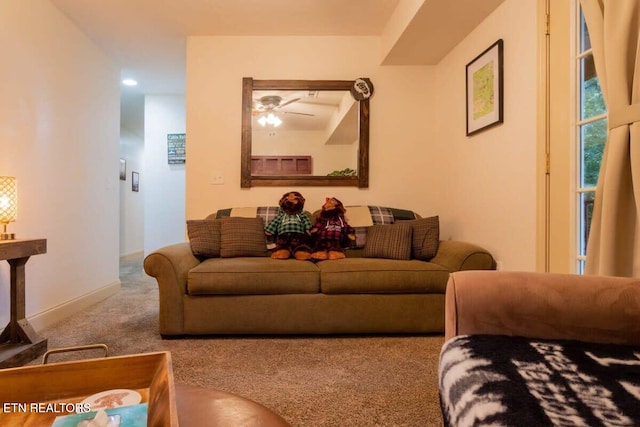 541 Johnson Ln Unit 2, Gatlinburg, TN 37738 - living area featuring carpet floors and a ceiling fan