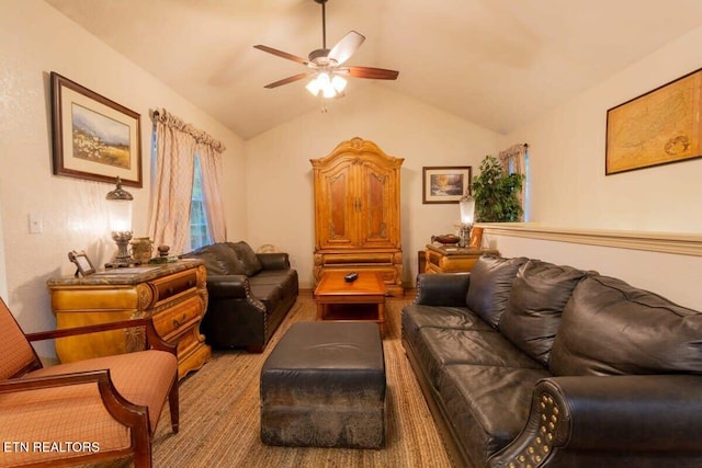 541 Johnson Ln Unit 2, Gatlinburg, TN 37738 - living area featuring ceiling fan, lofted ceiling, and wood finished floors