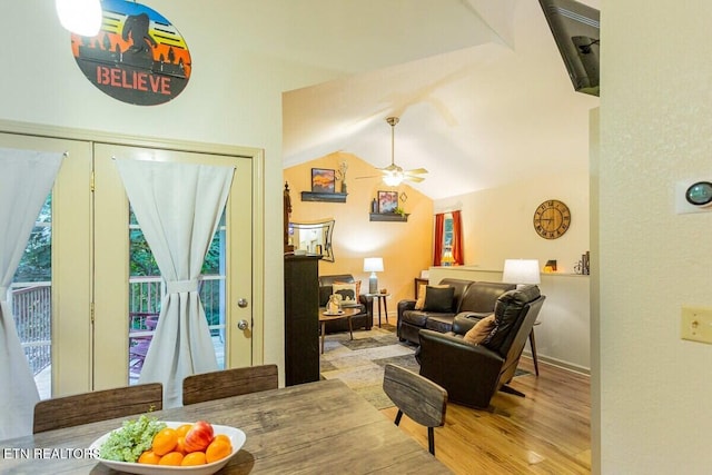 516 Proffitt Rd Unit 2, Gatlinburg, TN 37738 - living area with wood finished floors, ceiling fan, and vaulted ceiling