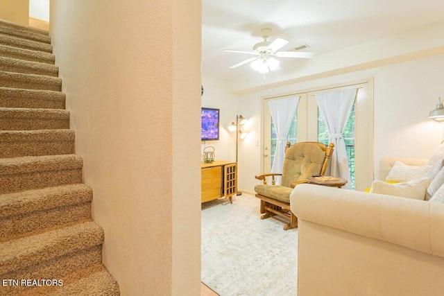 516 Proffitt Rd Unit 2, Gatlinburg, TN 37738 - living area featuring stairs and ceiling fan