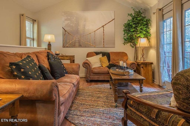 516 Proffitt Rd Unit 1 & 2, Gatlinburg, TN 37738 - living area with vaulted ceiling and wood finished floors